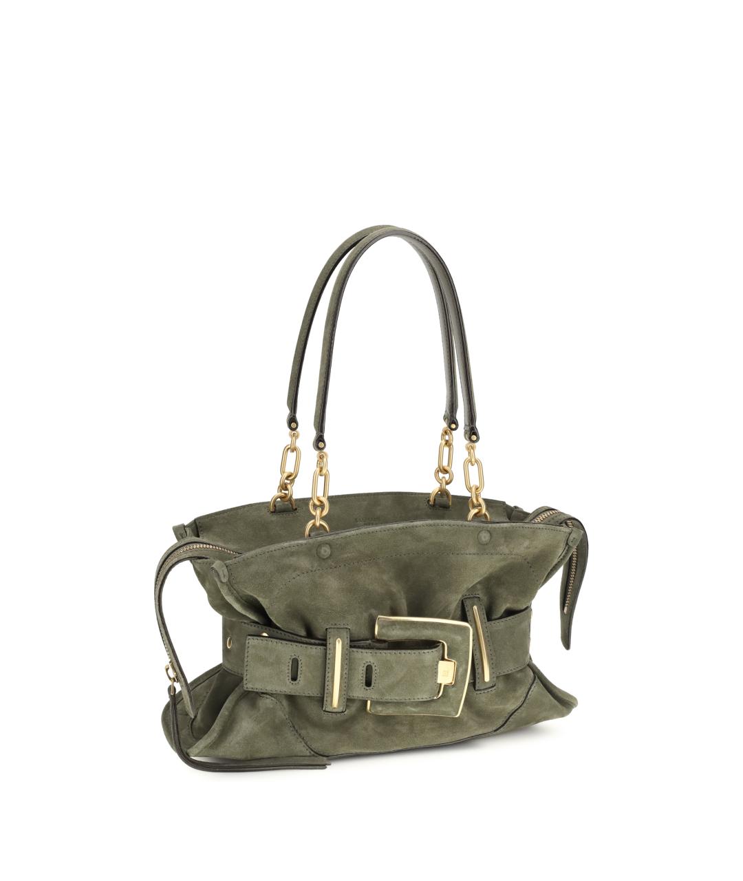 BALMAIN Зеленая замшевая сумка через плечо, фото 2