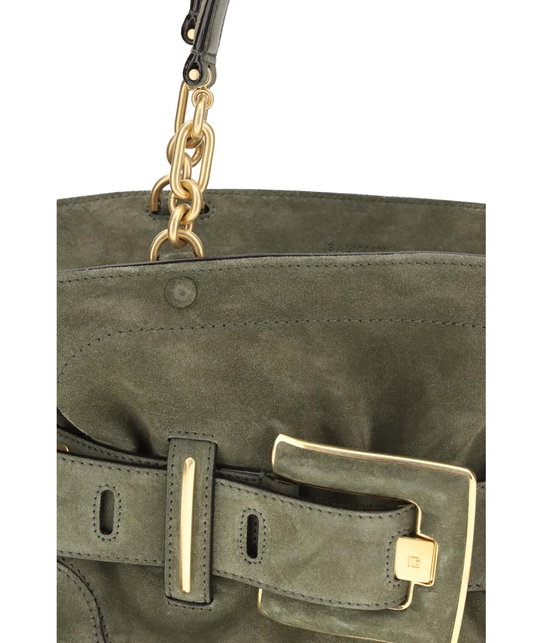 BALMAIN Зеленая замшевая сумка через плечо, фото 4