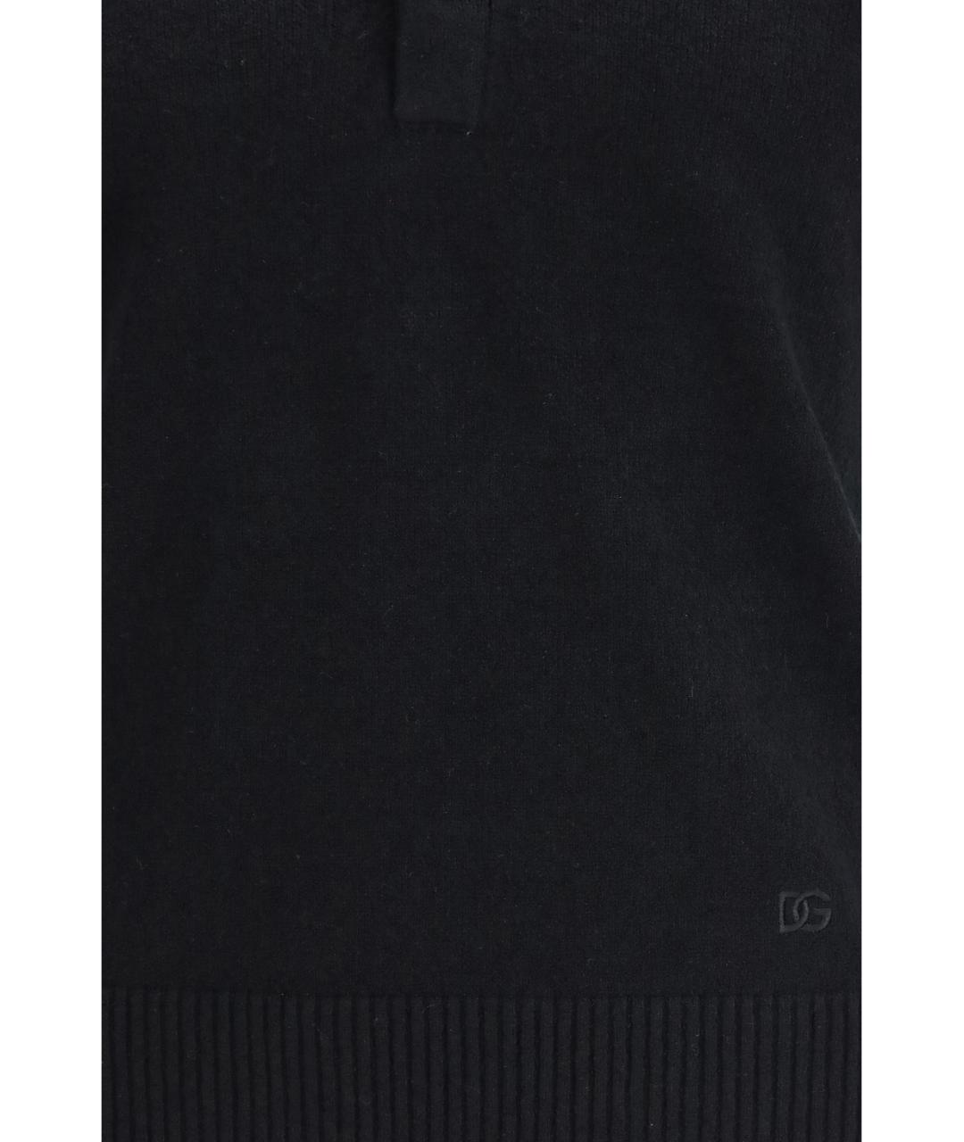 DOLCE&GABBANA Черное хлопковое поло с коротким рукавом, фото 3