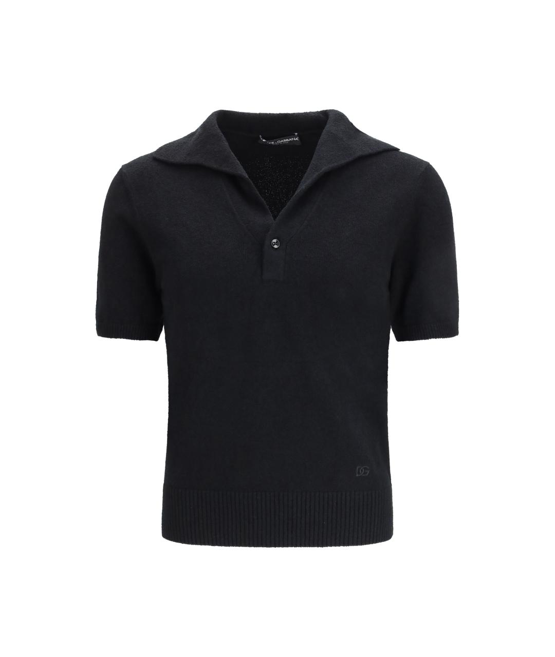 DOLCE&GABBANA Черное хлопковое поло с коротким рукавом, фото 1