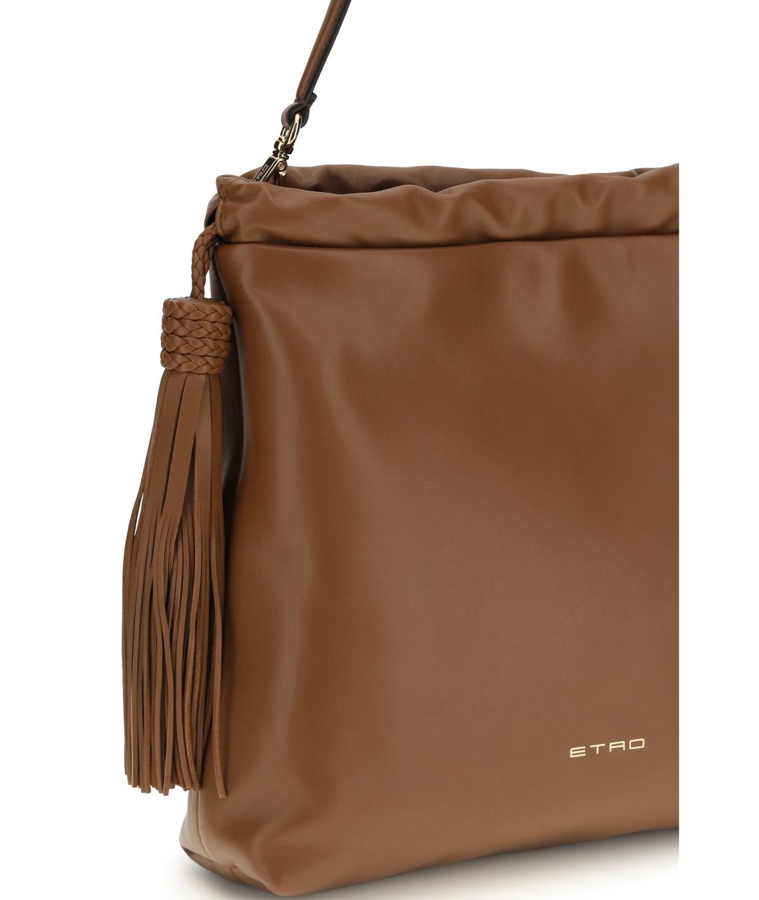 ETRO Коричневая кожаная сумка через плечо, фото 4