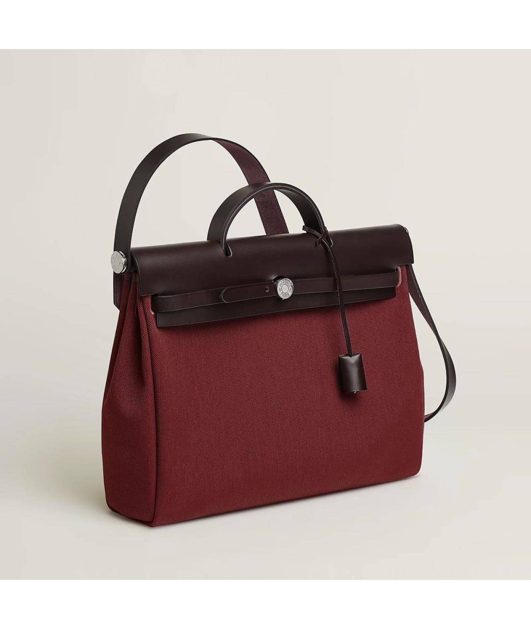 HERMES Бордовая тканевая сумка на плечо, фото 3