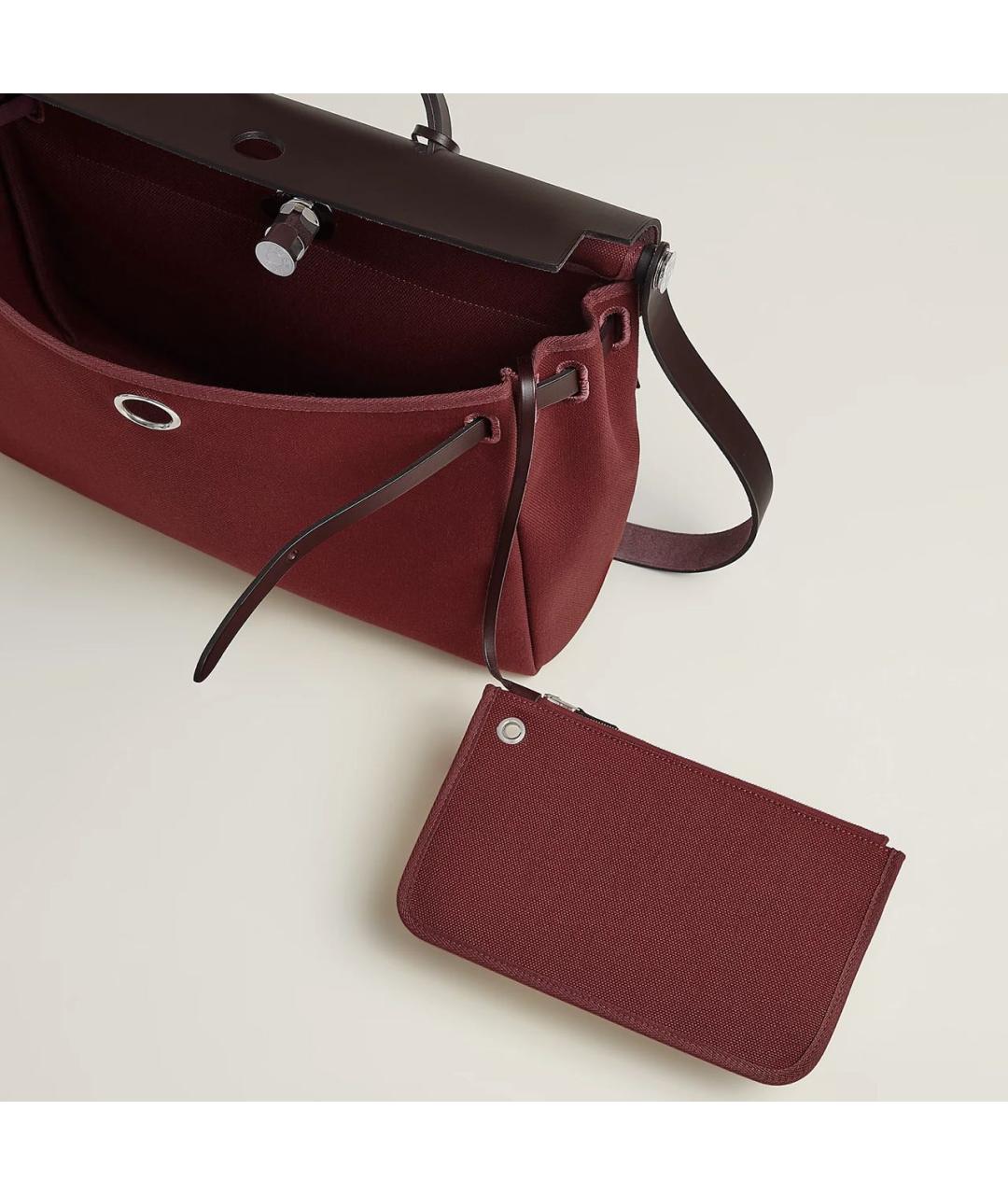HERMES Бордовая тканевая сумка на плечо, фото 4