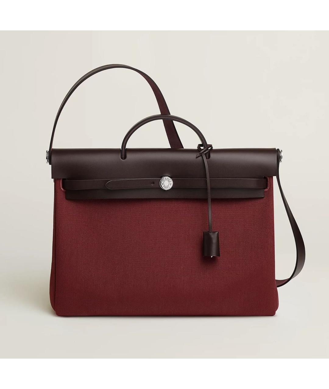 HERMES Бордовая тканевая сумка на плечо, фото 5