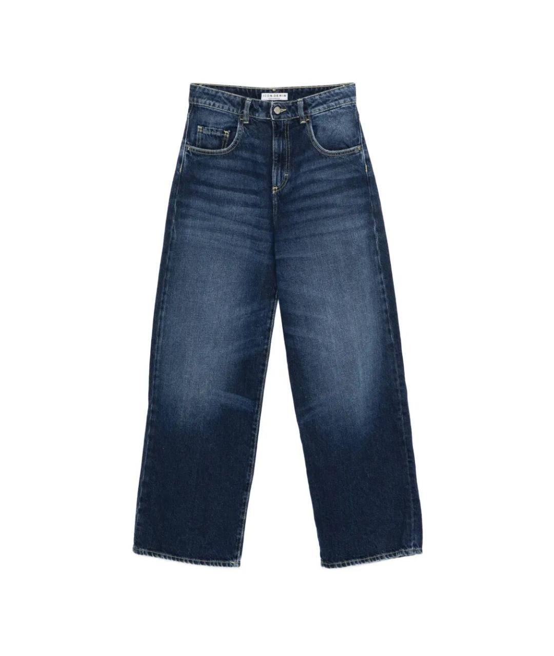 ICON DENIM Синие хлопковые прямые джинсы, фото 1