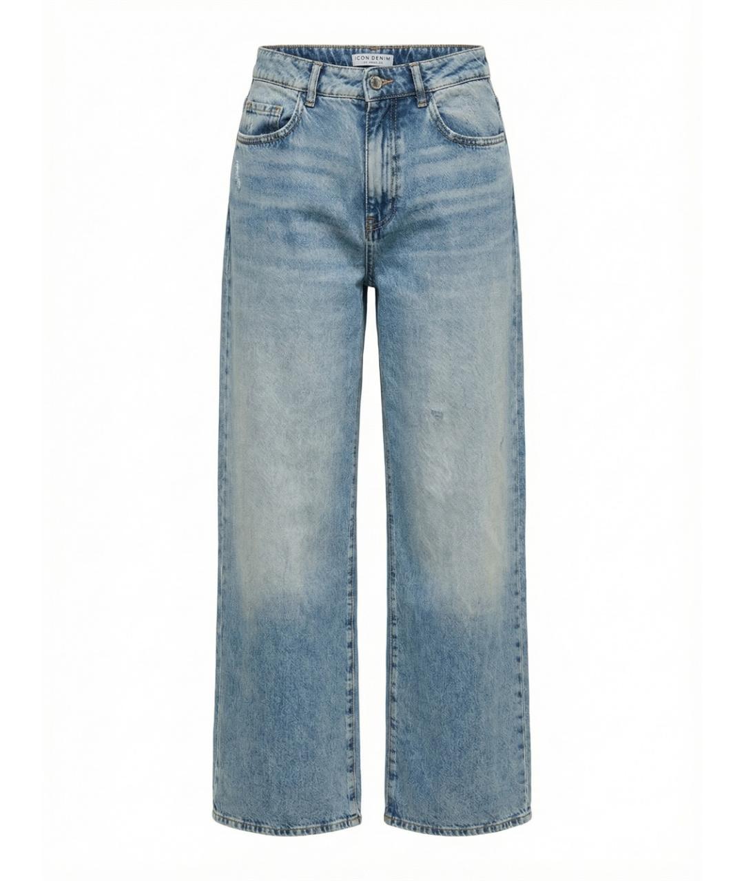 ICON DENIM Синие хлопковые прямые джинсы, фото 1
