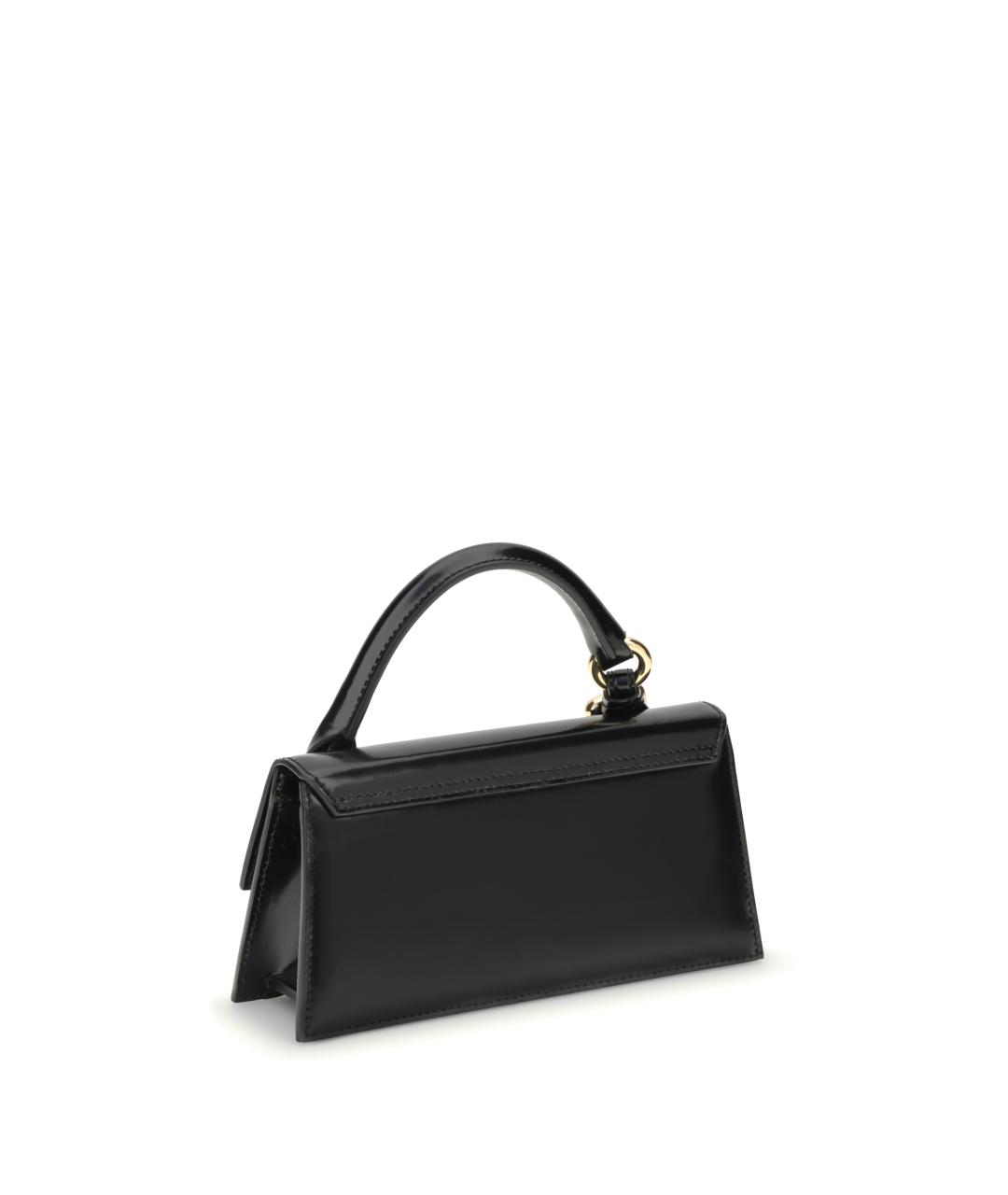 JACQUEMUS Черная кожаная сумка с короткими ручками, фото 3