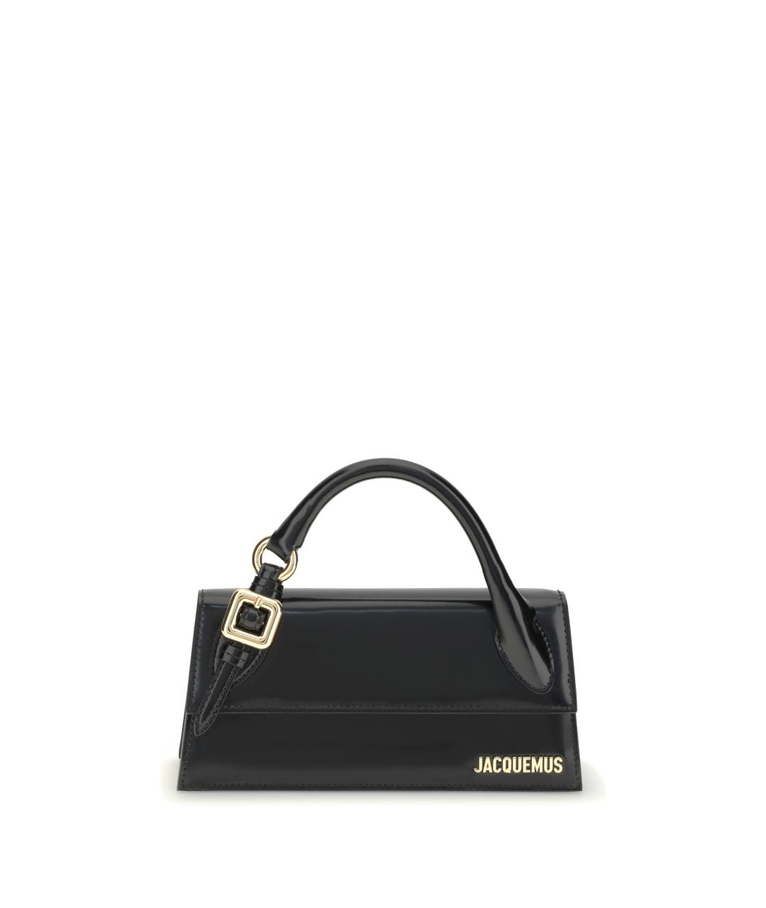 JACQUEMUS Черная кожаная сумка с короткими ручками, фото 1
