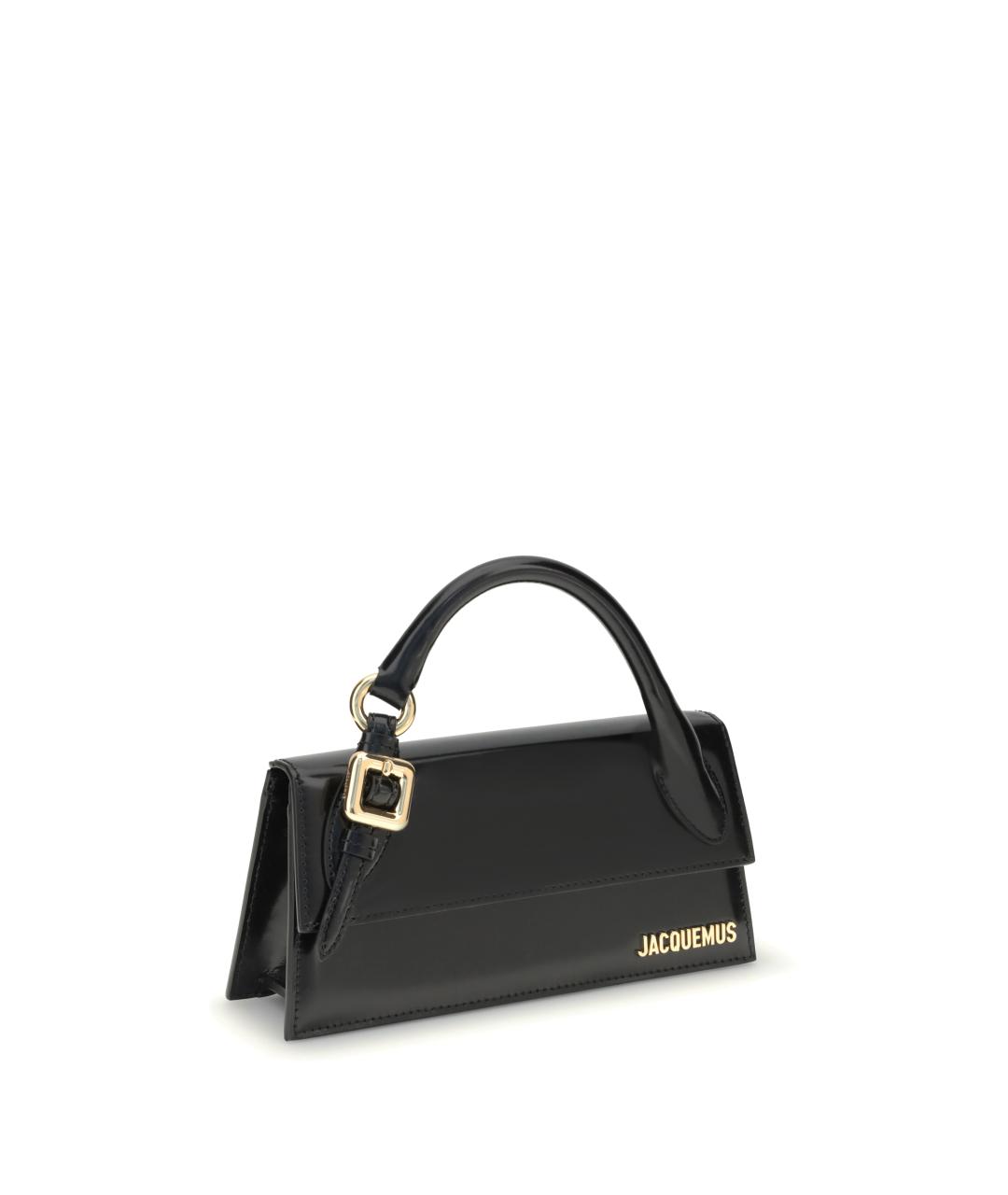JACQUEMUS Черная кожаная сумка с короткими ручками, фото 2