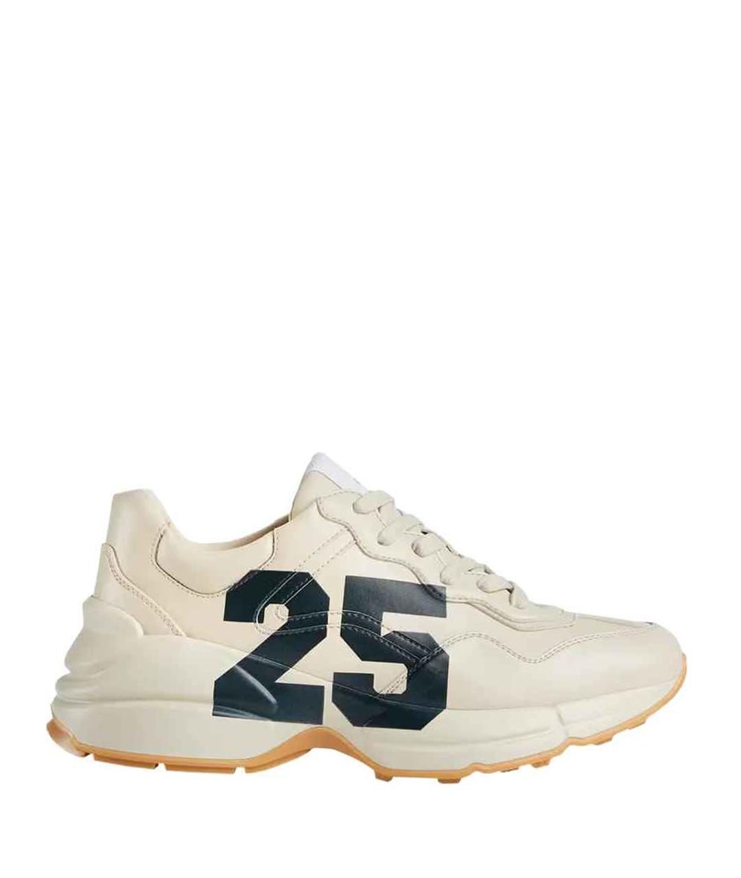 GUCCI Бежевые кожаные низкие кроссовки / кеды, фото 1