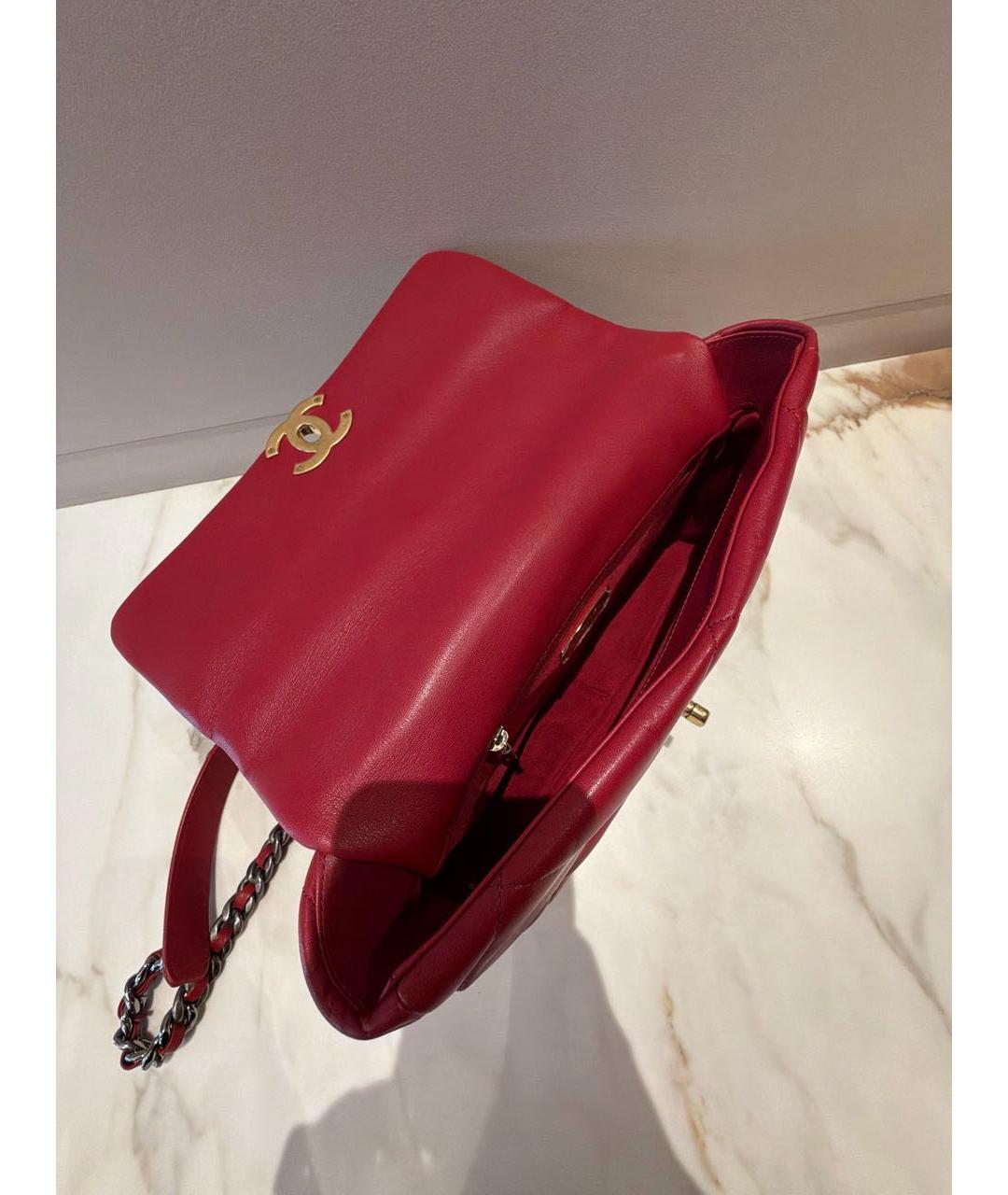 CHANEL Красная кожаная сумка через плечо, фото 4