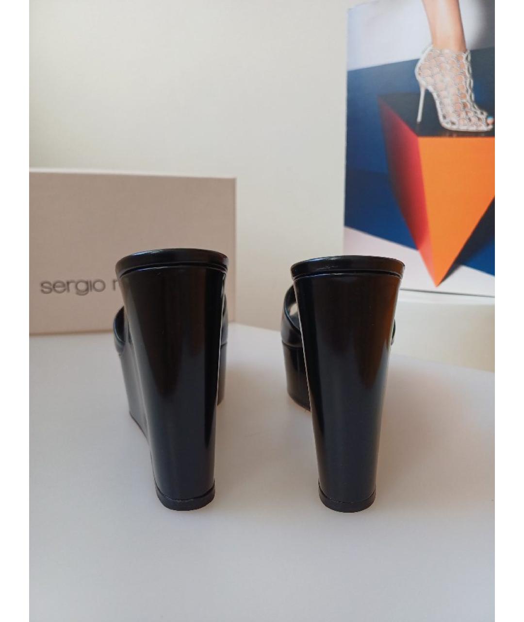 SERGIO ROSSI Черные кожаные сабо, фото 8