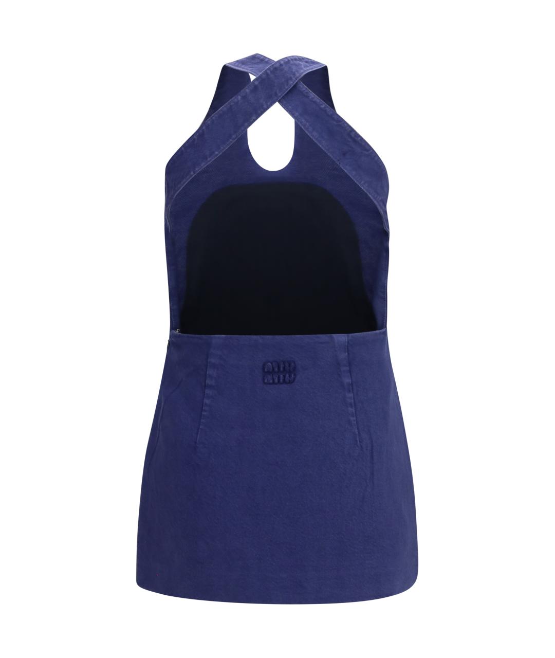 MIU MIU Синее хлопковое повседневное платье, фото 2