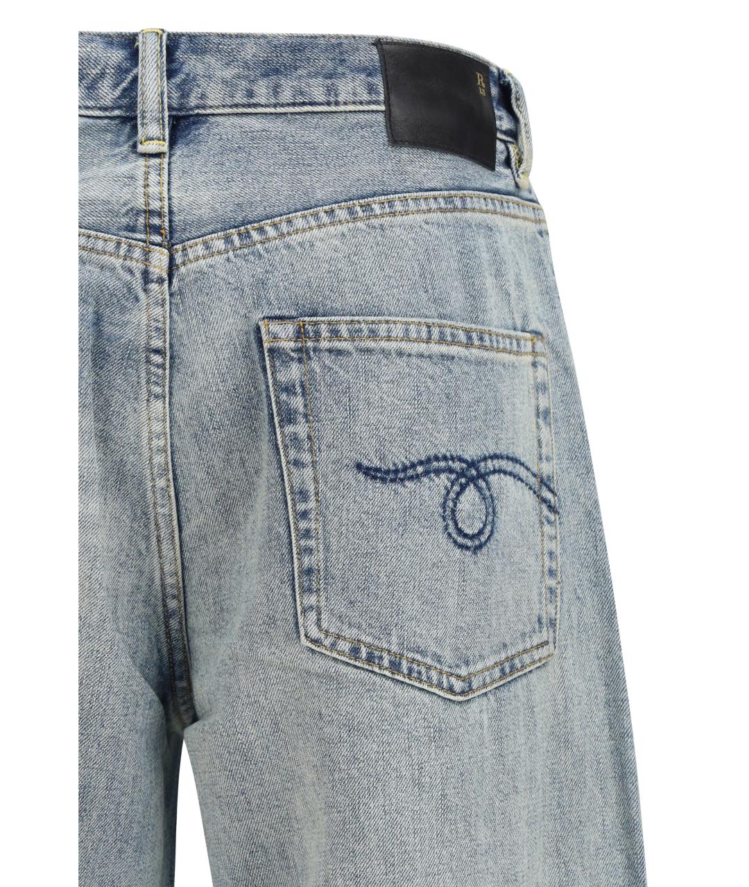 R13 Синие хлопковые прямые джинсы, фото 3