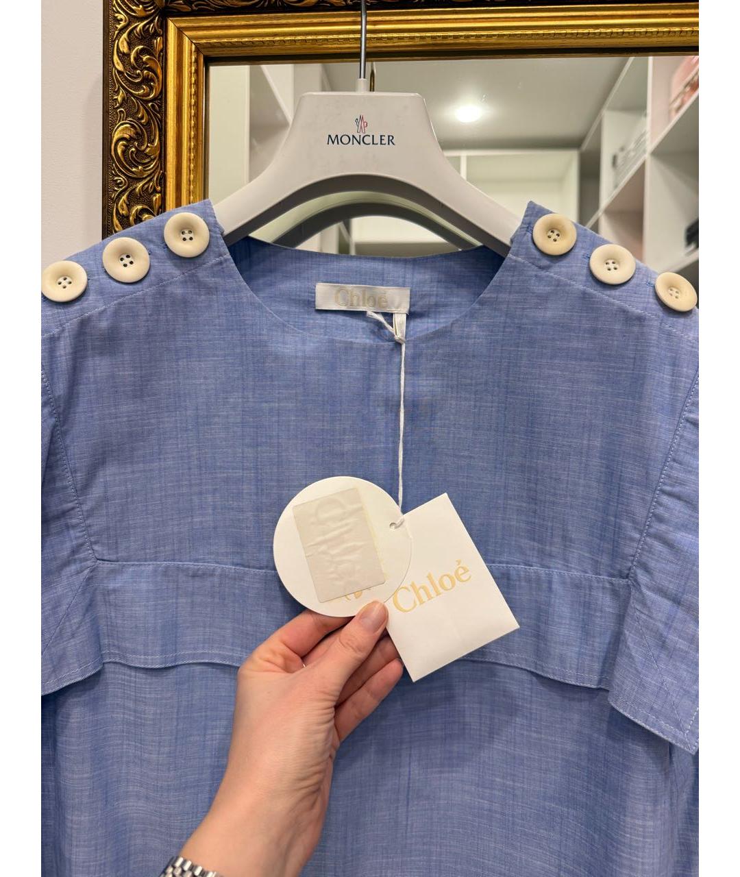 CHLOE Голубая хлопковая рубашка, фото 6