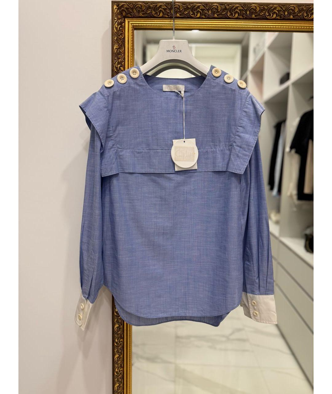 CHLOE Голубая хлопковая рубашка, фото 2