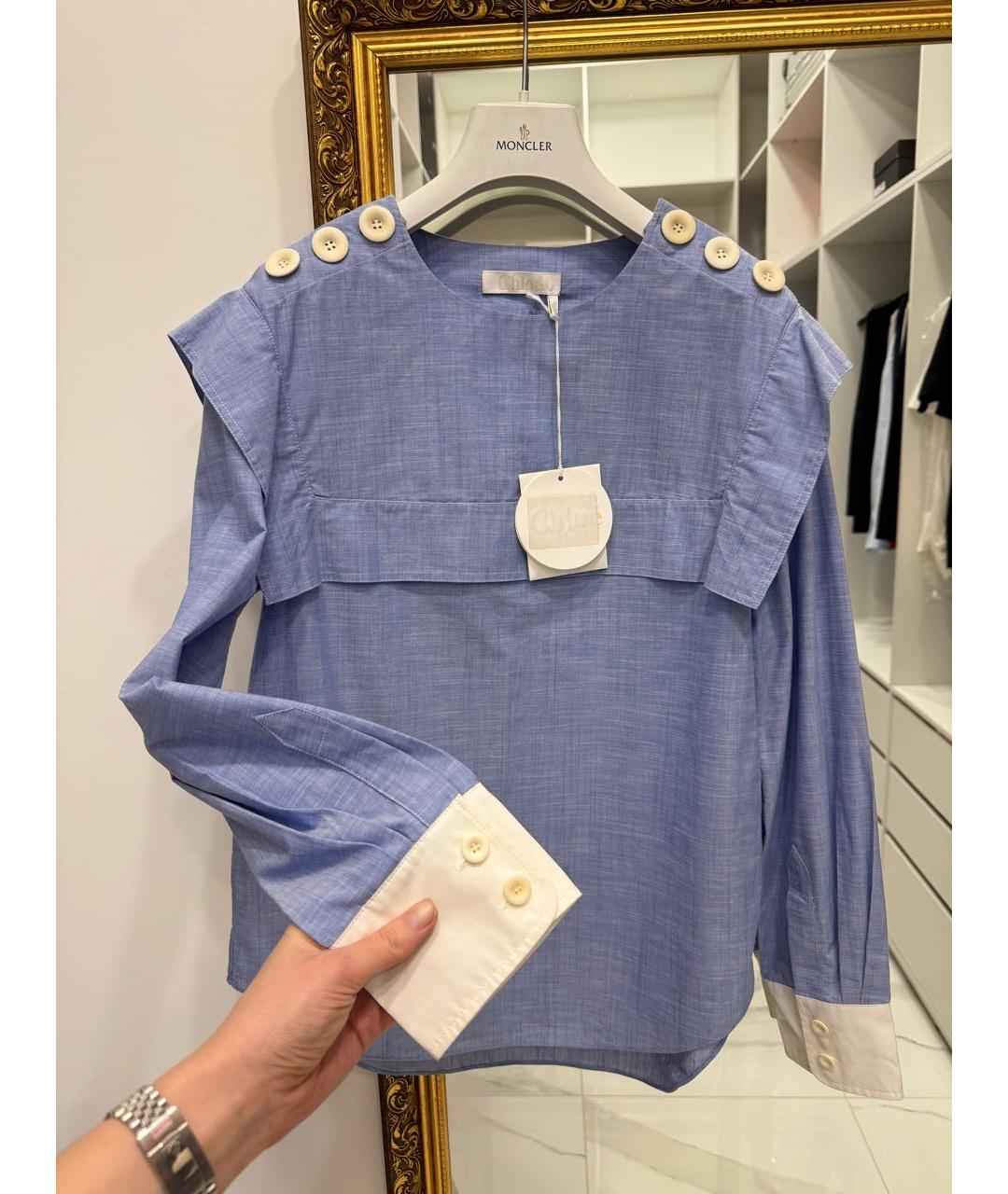 CHLOE Голубая хлопковая рубашка, фото 3