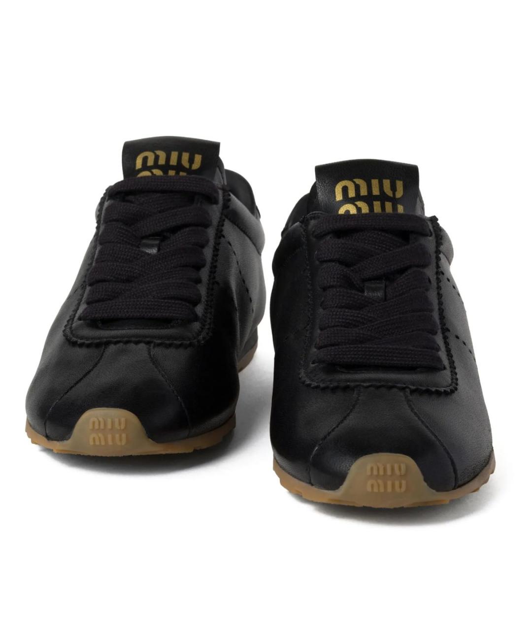 MIU MIU Черные кожаные кроссовки, фото 2