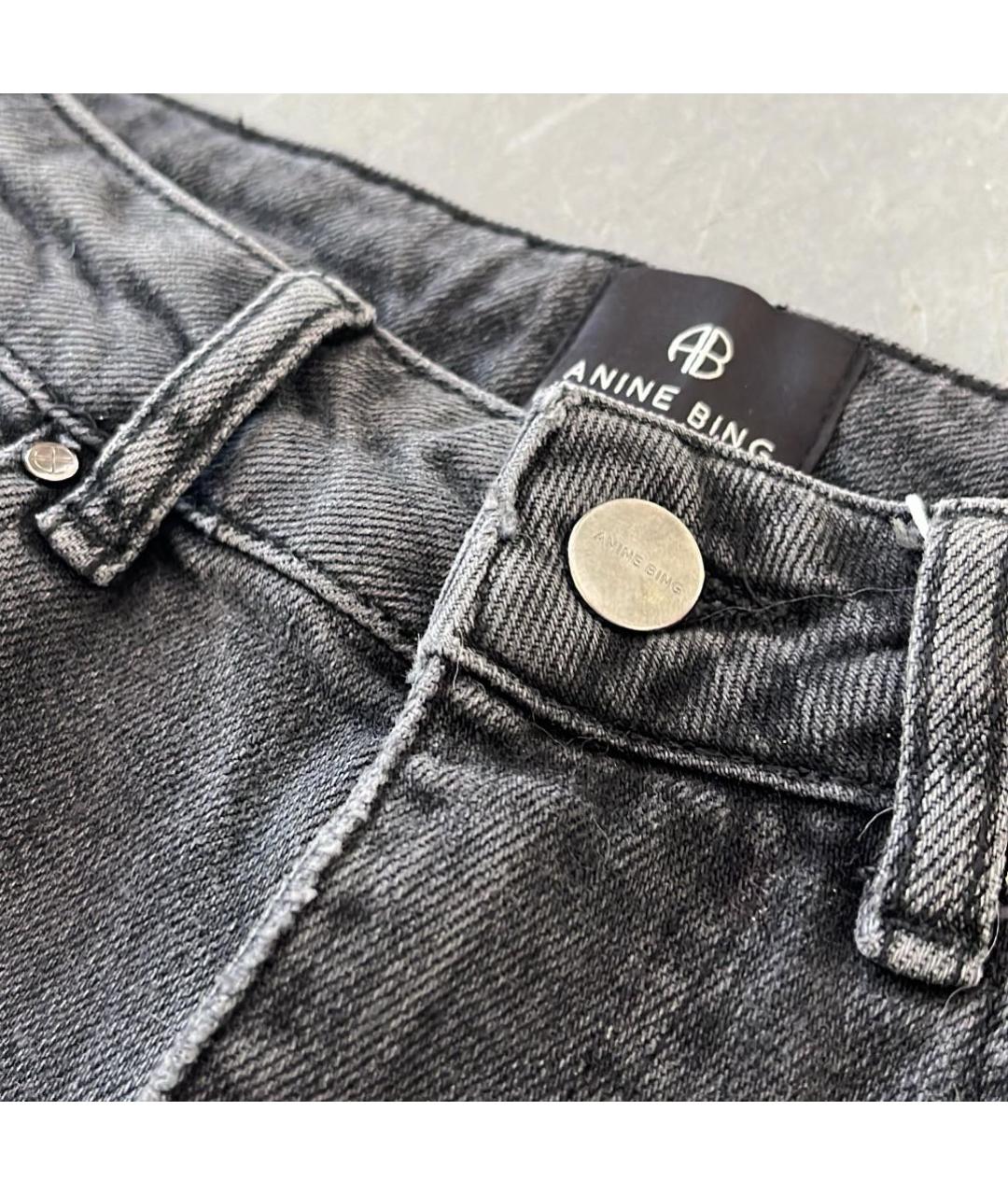 ANINE BING Антрацитовые хлопко-эластановые джинсы слим, фото 4