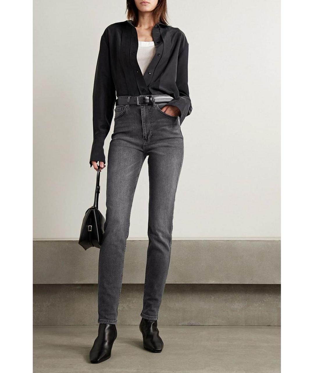 ANINE BING Антрацитовые хлопко-эластановые джинсы слим, фото 7