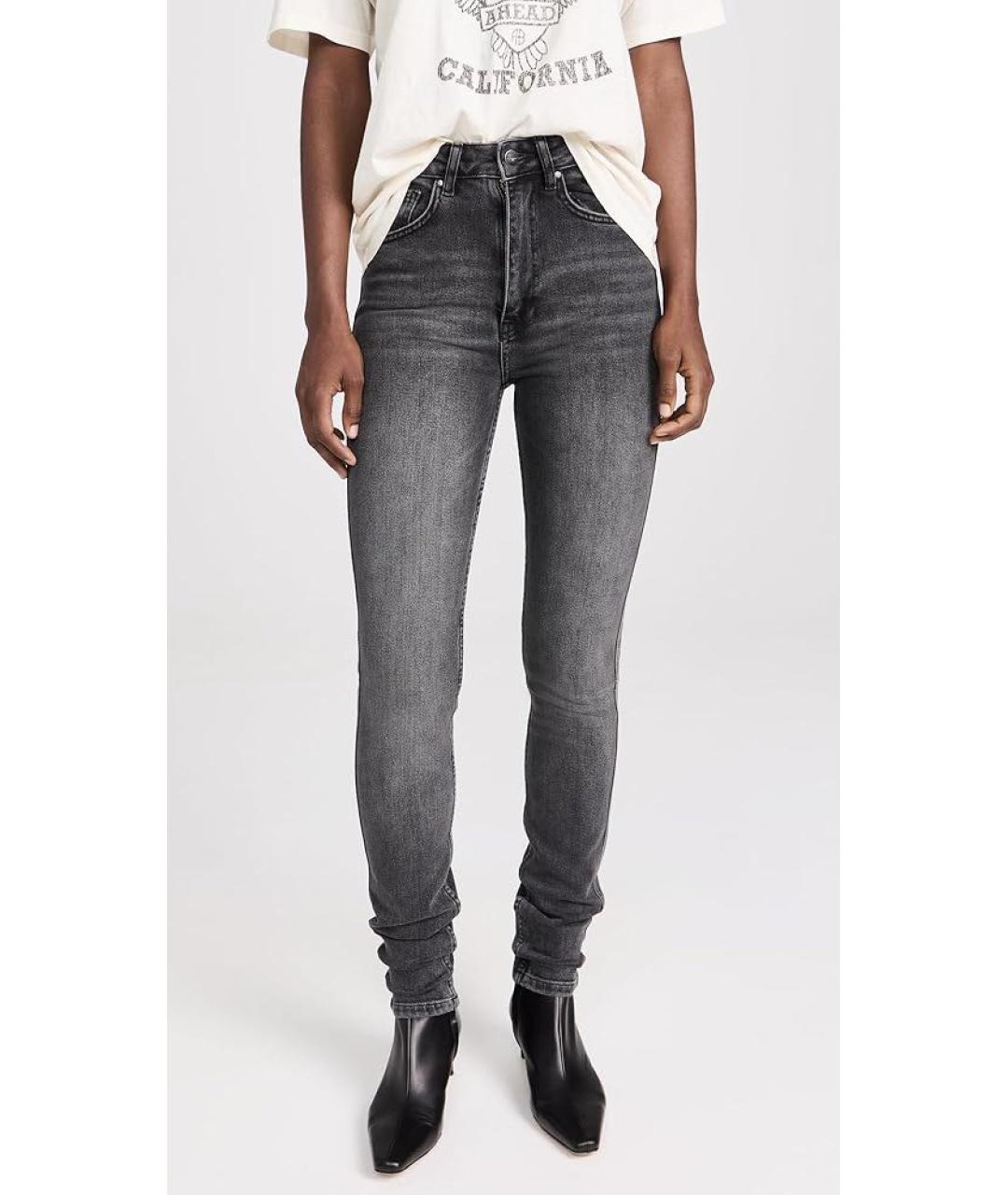 ANINE BING Антрацитовые хлопко-эластановые джинсы слим, фото 6