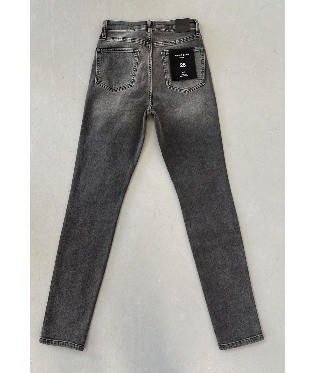 ANINE BING Антрацитовые хлопко-эластановые джинсы слим, фото 2