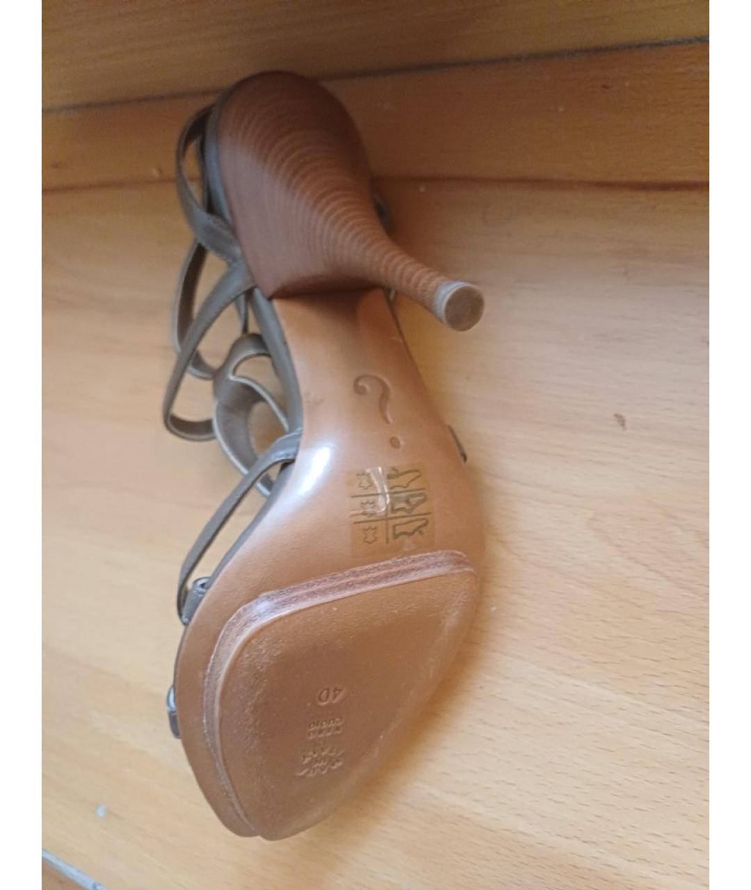 MOSCHINO Коричневые кожаные босоножки, фото 9