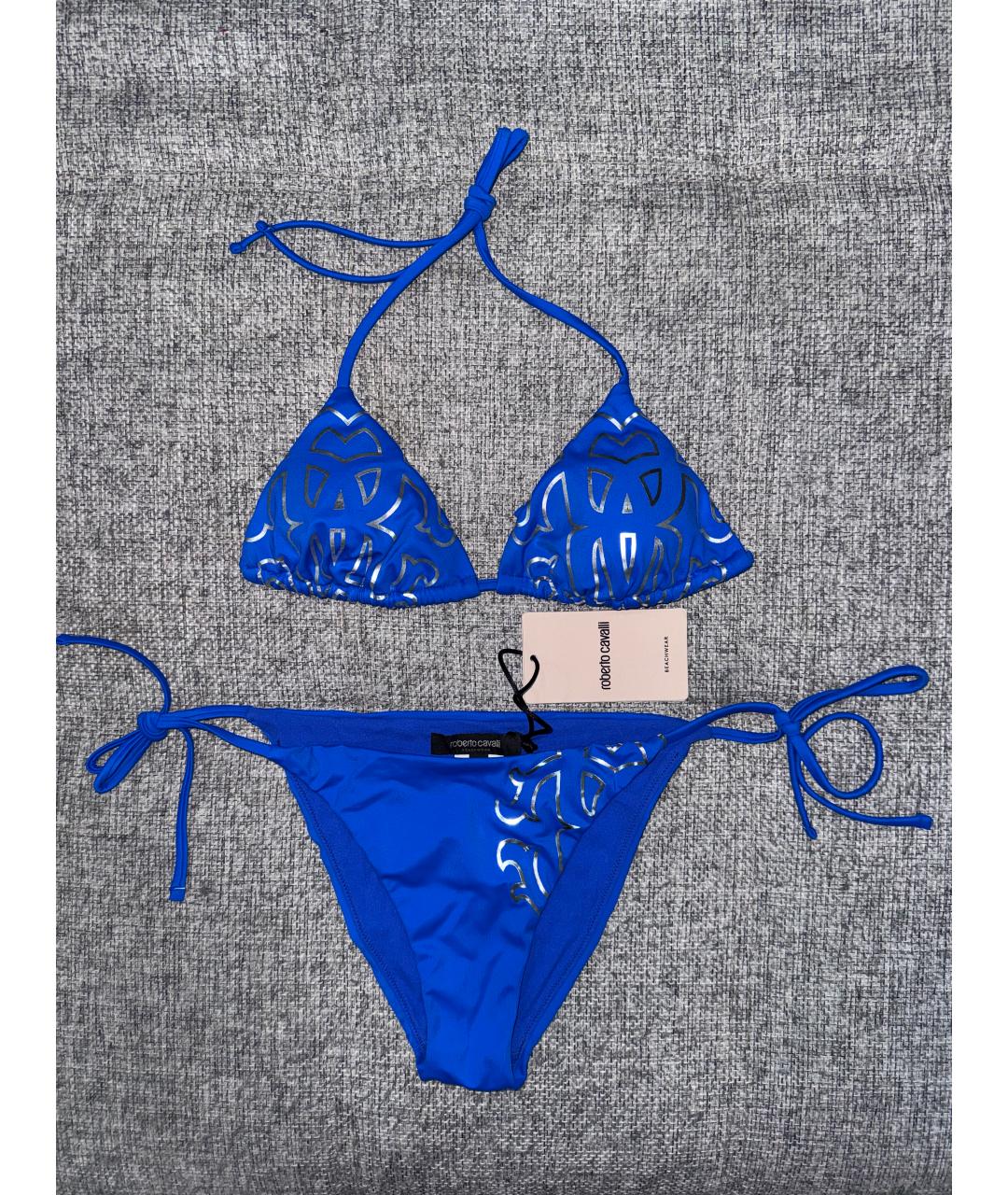 ROBERTO CAVALLI Синий полиамидовый купальник, фото 4
