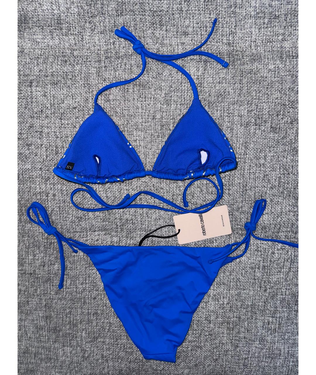 ROBERTO CAVALLI Синий полиамидовый купальник, фото 3