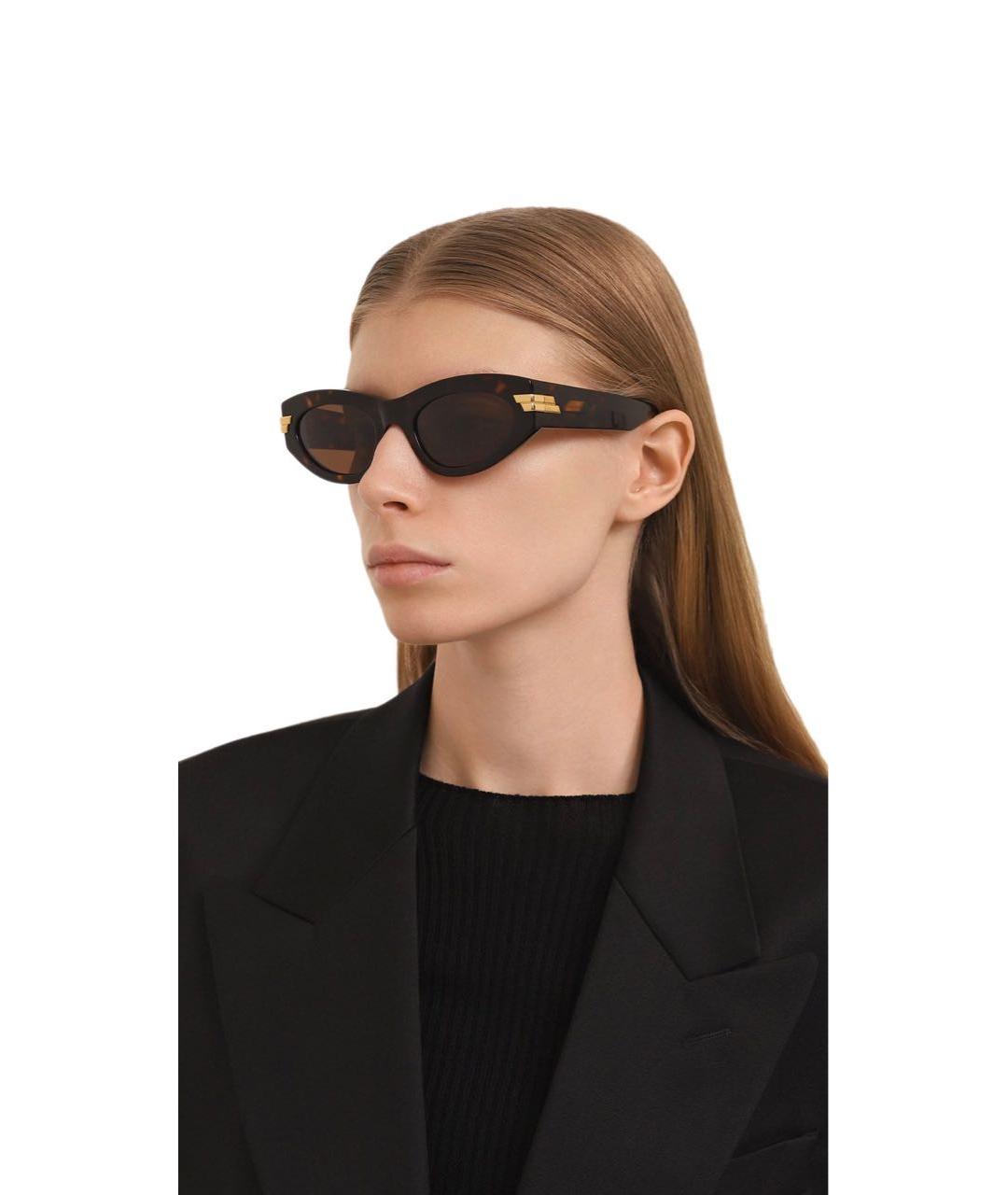 BOTTEGA VENETA Коричневые пластиковые солнцезащитные очки, фото 7