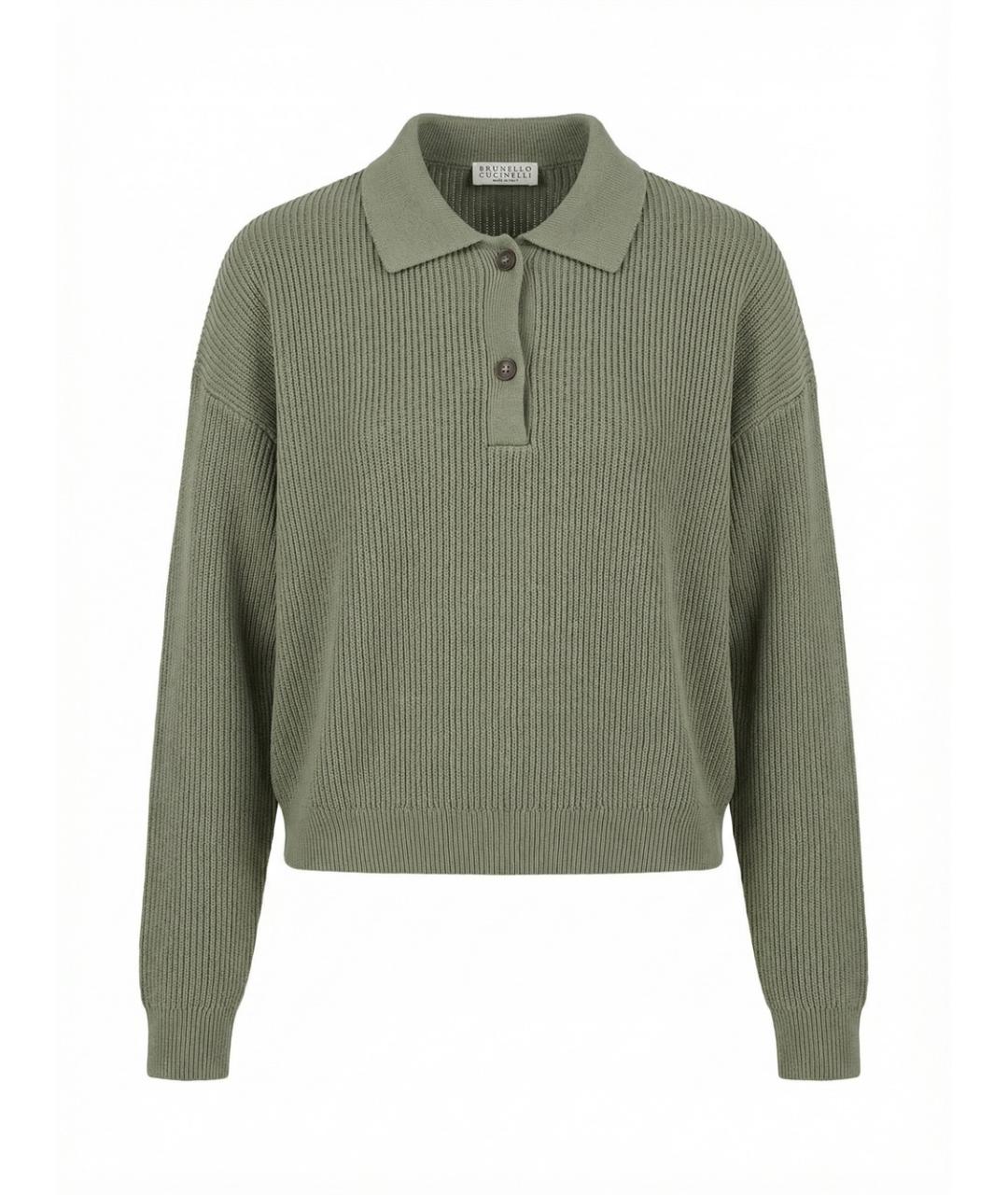 BRUNELLO CUCINELLI Зеленый хлопковый джемпер / свитер, фото 1