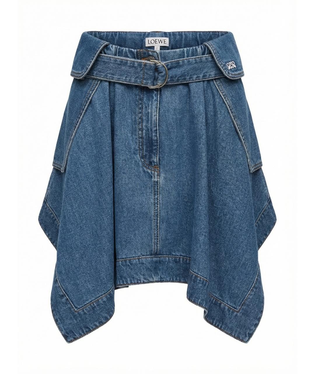 LOEWE Синяя хлопковая юбка мини, фото 1