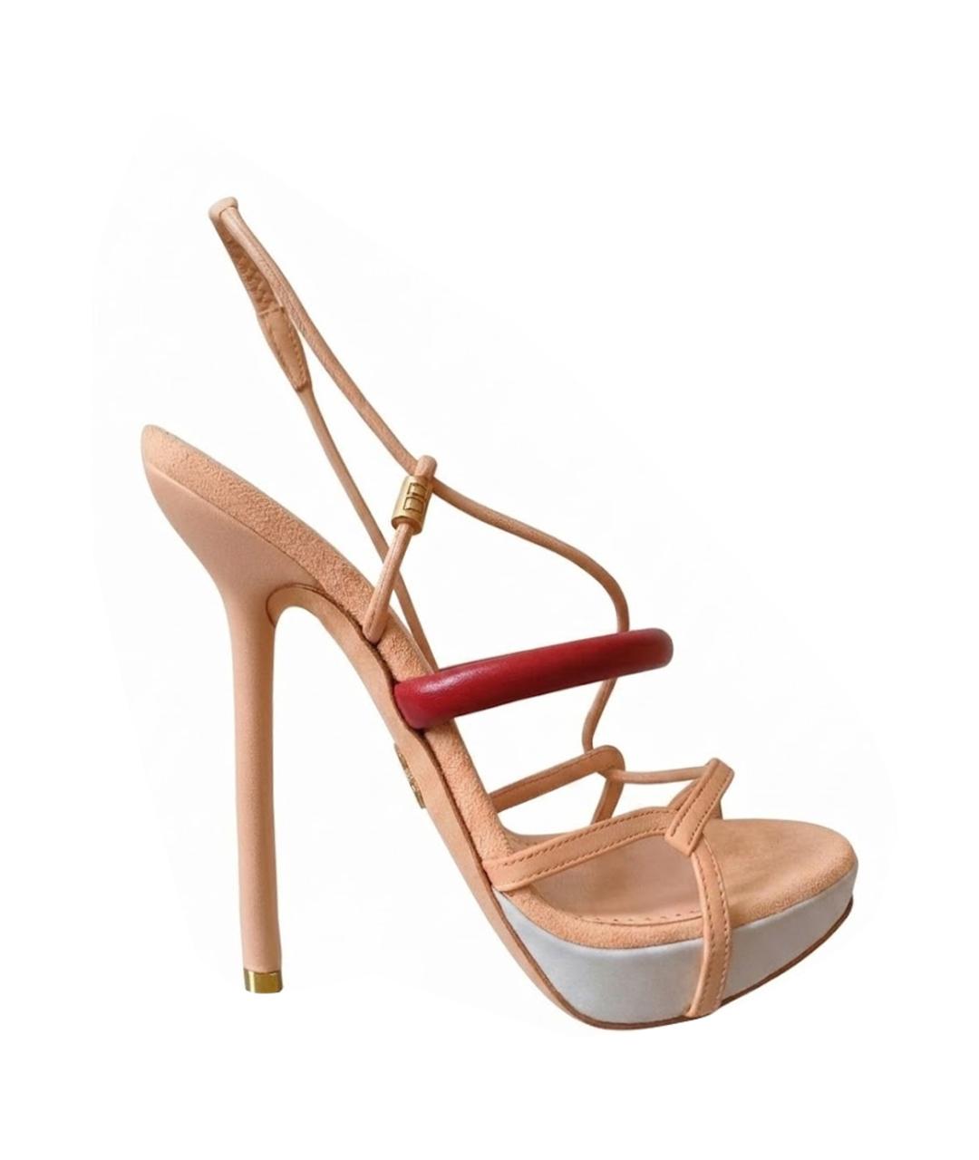 BALLY Бежевые кожаные босоножки, фото 1