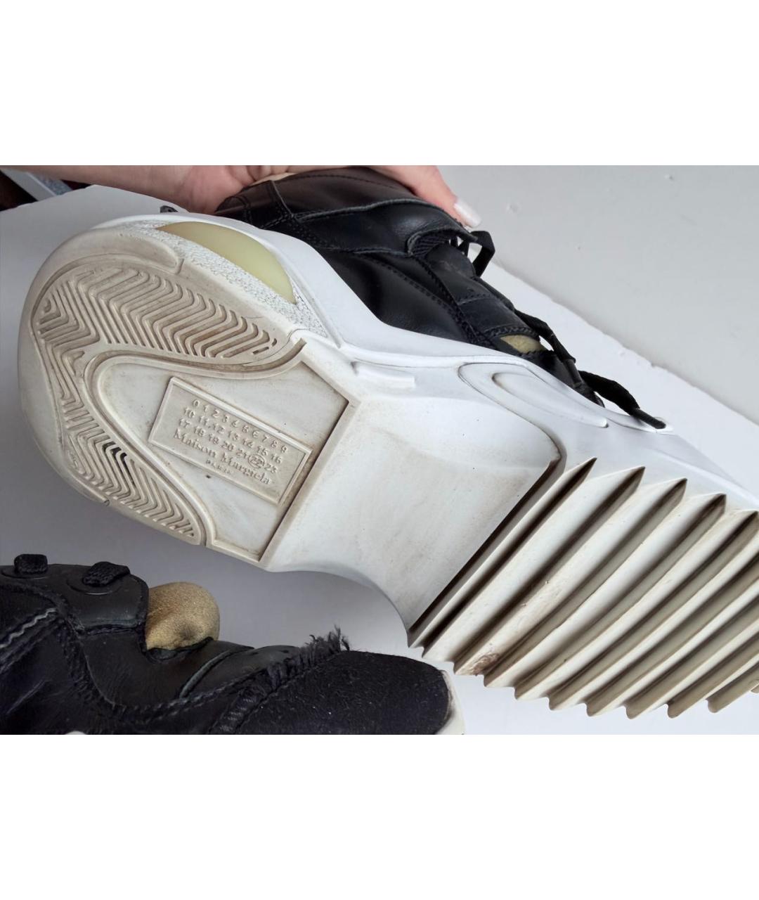MAISON MARGIELA Черные кожаные кроссовки, фото 5