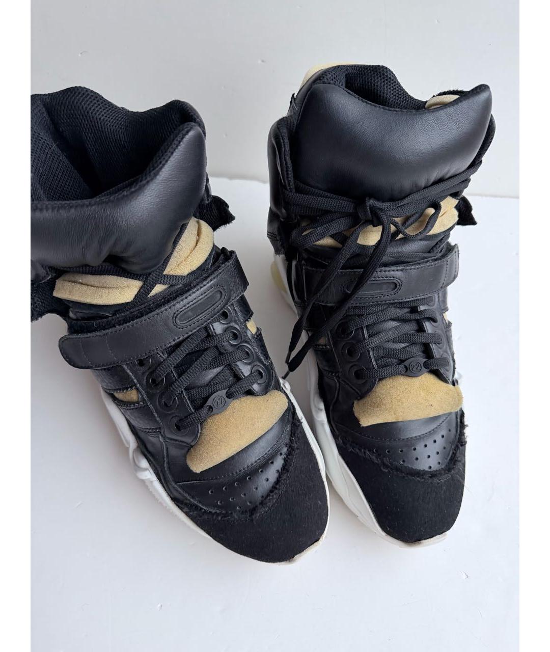 MAISON MARGIELA Черные кожаные кроссовки, фото 7