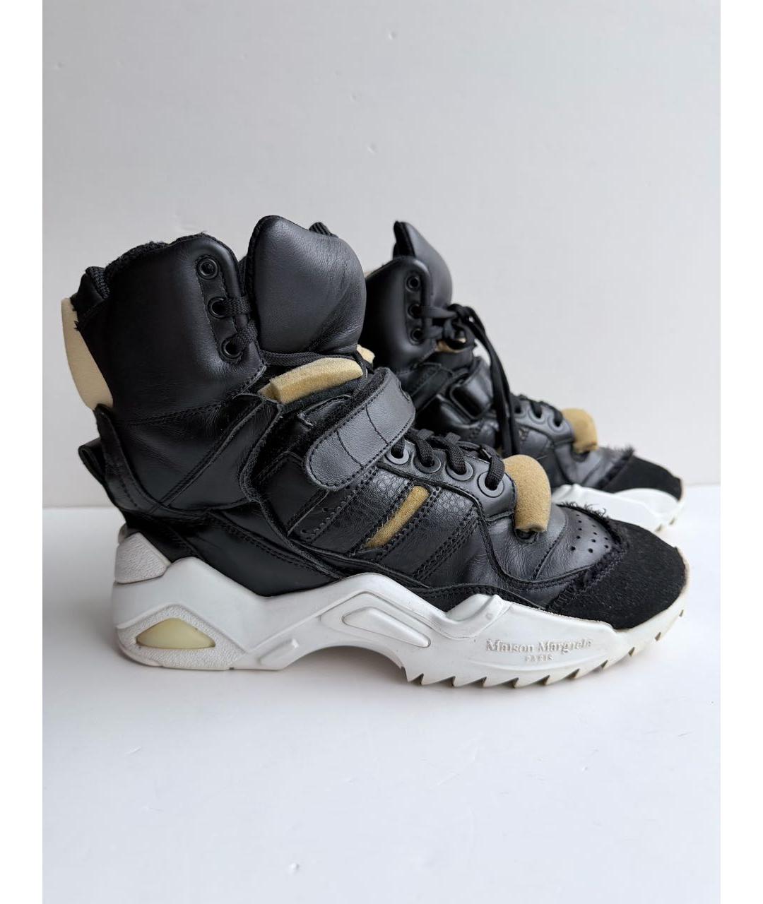MAISON MARGIELA Черные кожаные кроссовки, фото 3