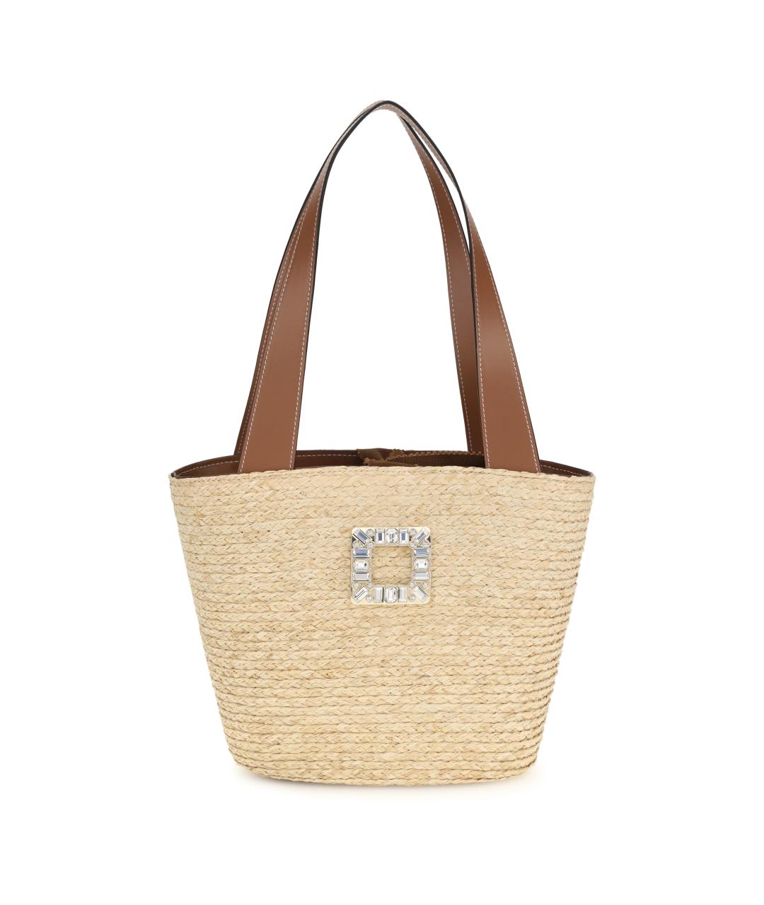 ROGER VIVIER Бежевая пелетеная сумка тоут, фото 1