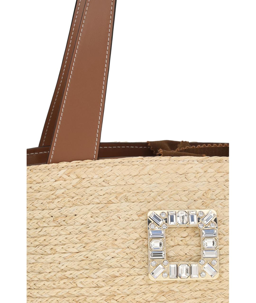 ROGER VIVIER Бежевая пелетеная сумка тоут, фото 4