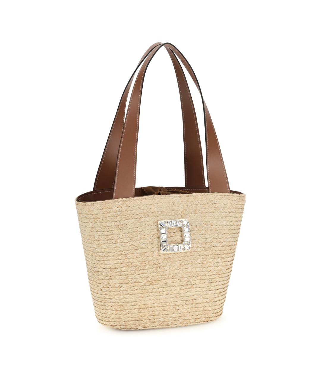 ROGER VIVIER Бежевая пелетеная сумка тоут, фото 2