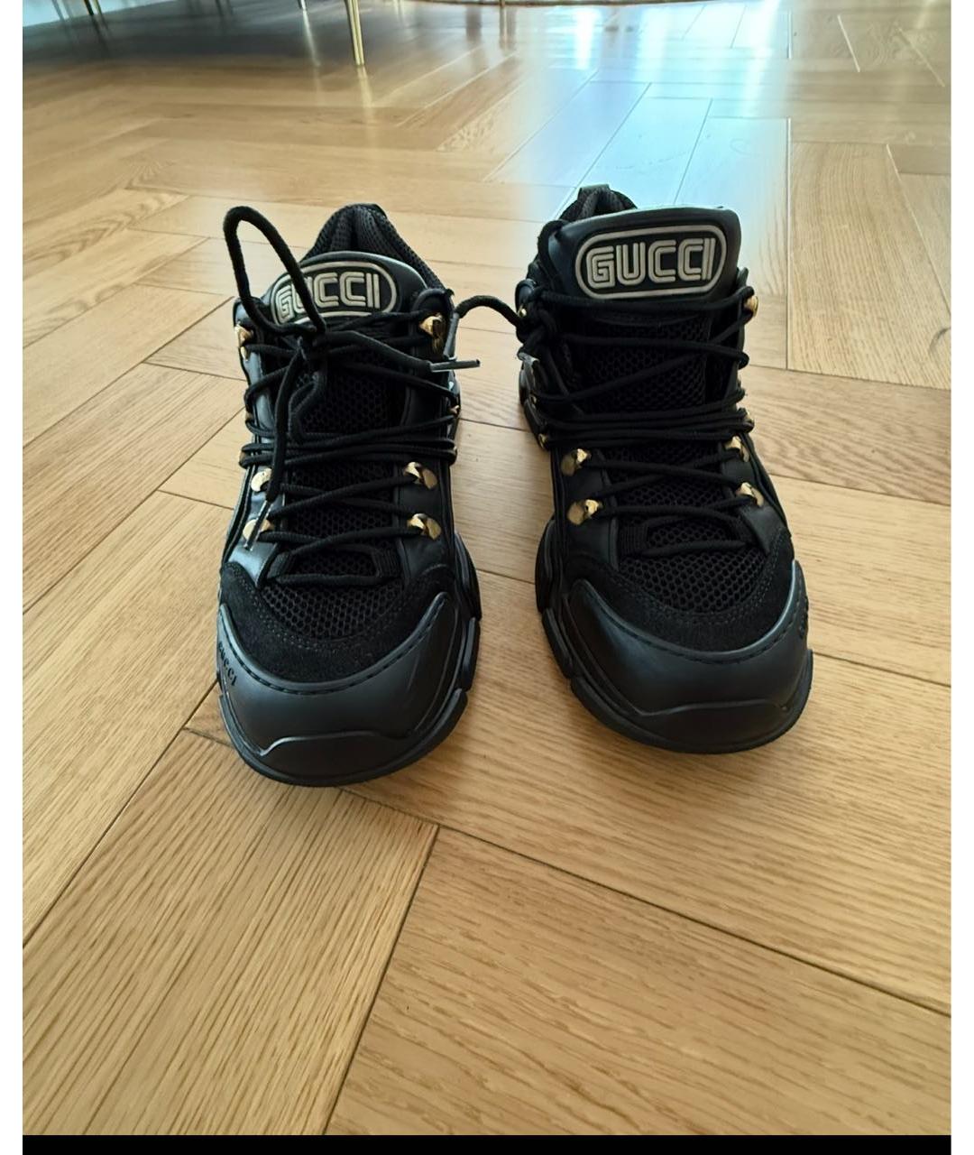 GUCCI Черные кожаные низкие ботинки, фото 3