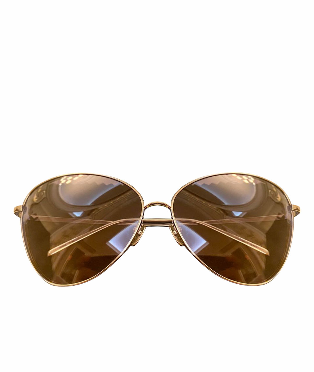 LINDA FARROW Антрацитовые металлические солнцезащитные очки, фото 1