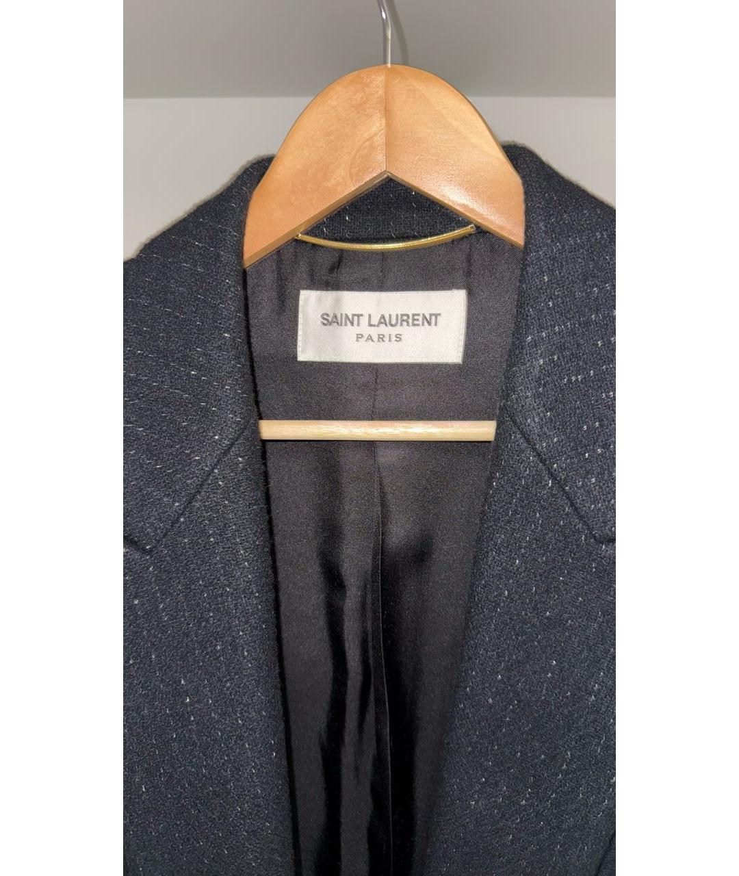 SAINT LAURENT Черное шерстяное пальто, фото 3