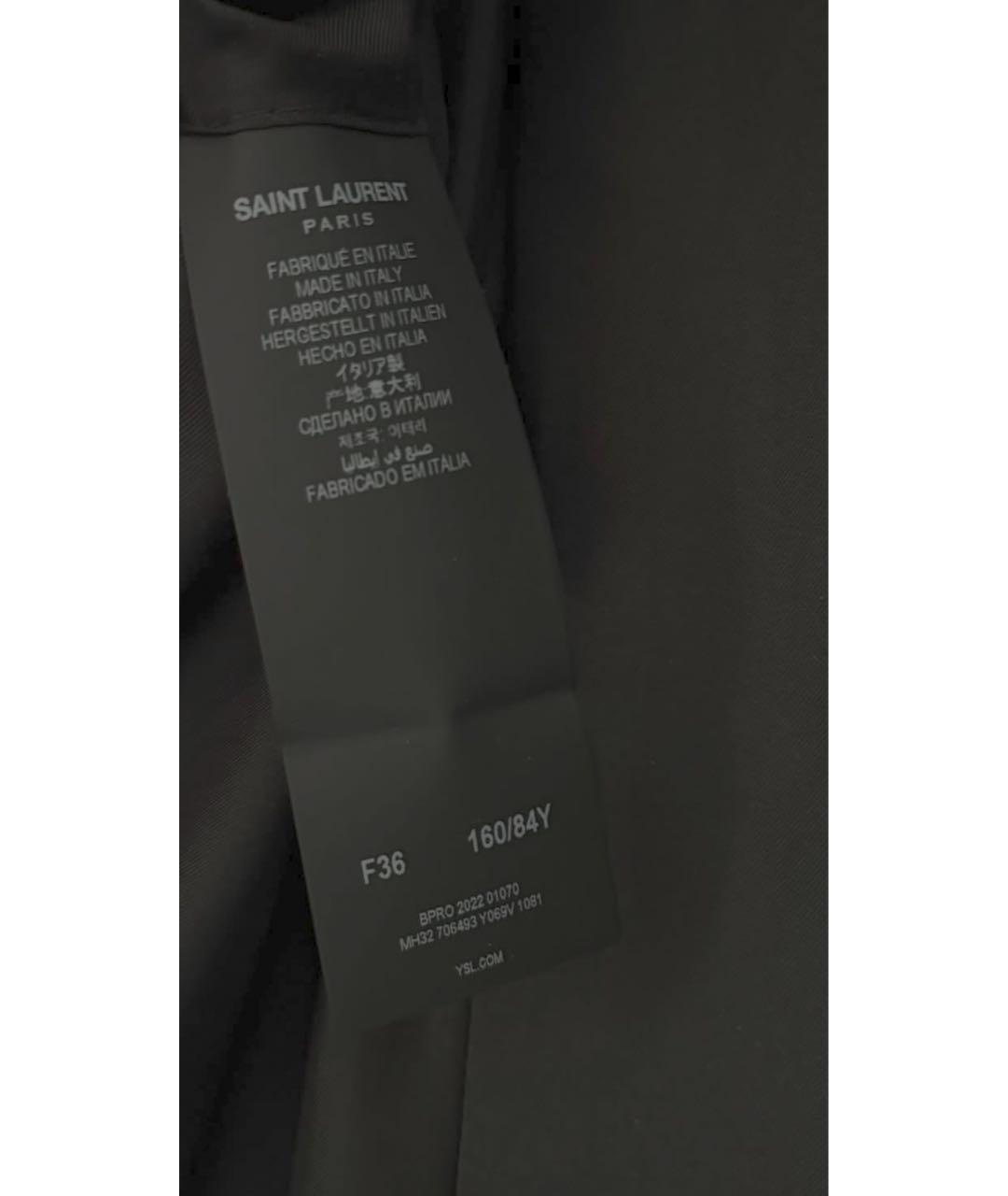 SAINT LAURENT Черное шерстяное пальто, фото 4