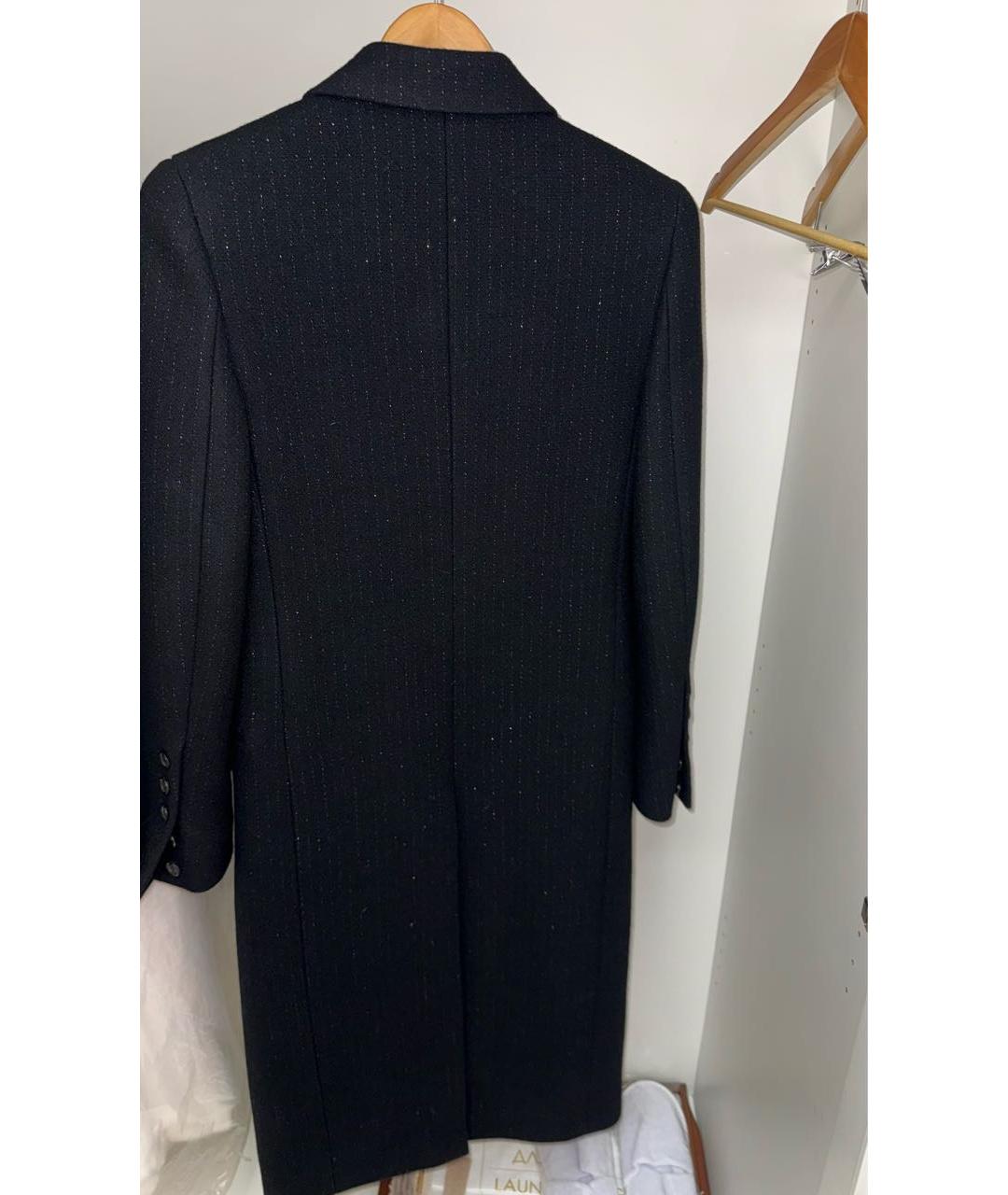 SAINT LAURENT Черное шерстяное пальто, фото 2