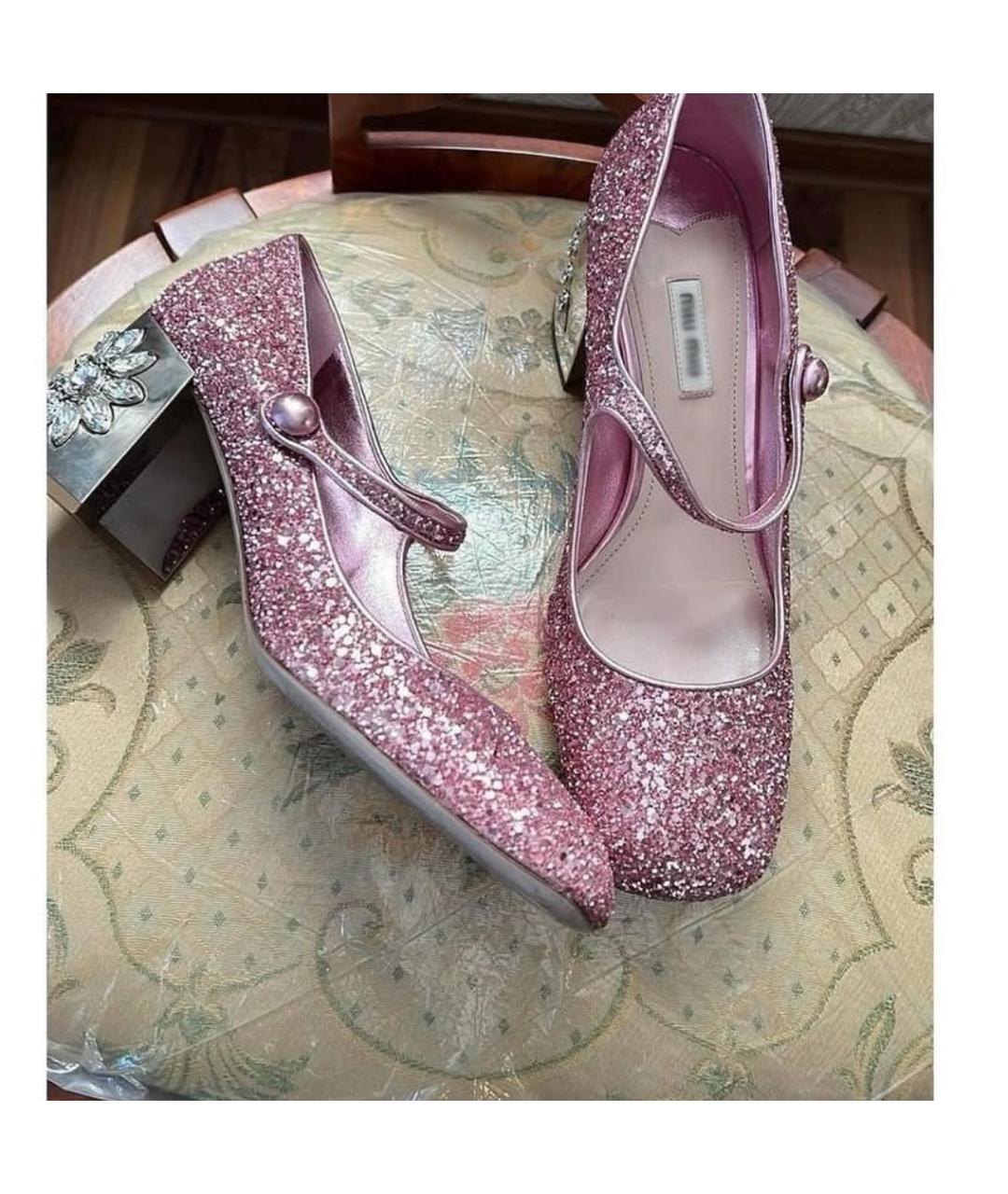 MIU MIU Розовые кожаные туфли, фото 8