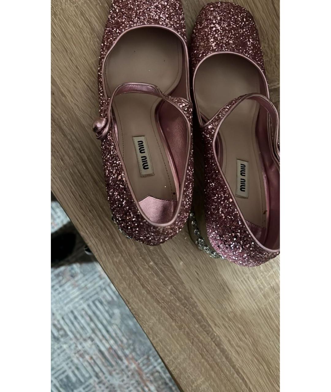 MIU MIU Розовые кожаные туфли, фото 7