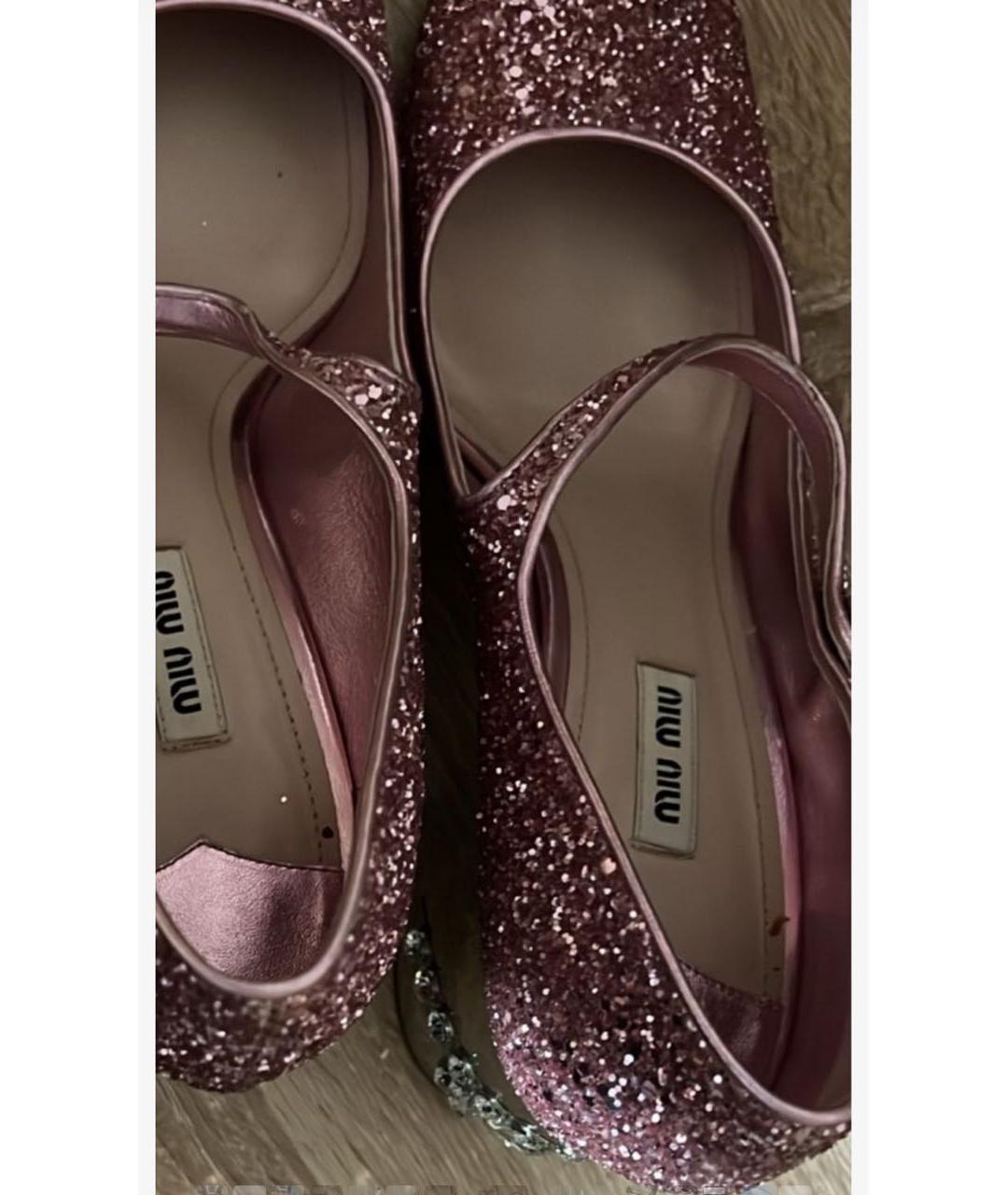 MIU MIU Розовые кожаные туфли, фото 3