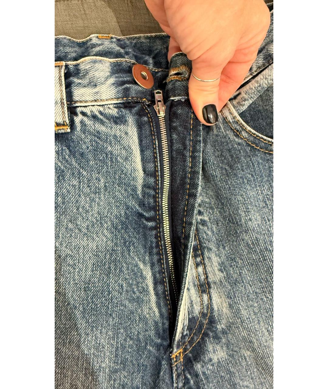 MAISON MARGIELA Синие хлопковые прямые джинсы, фото 7