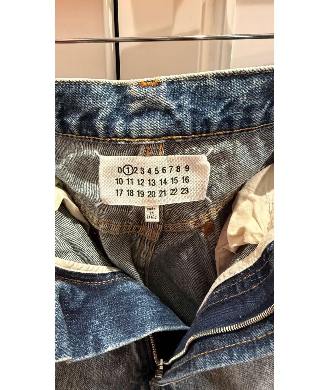 MAISON MARGIELA Синие хлопковые прямые джинсы, фото 5