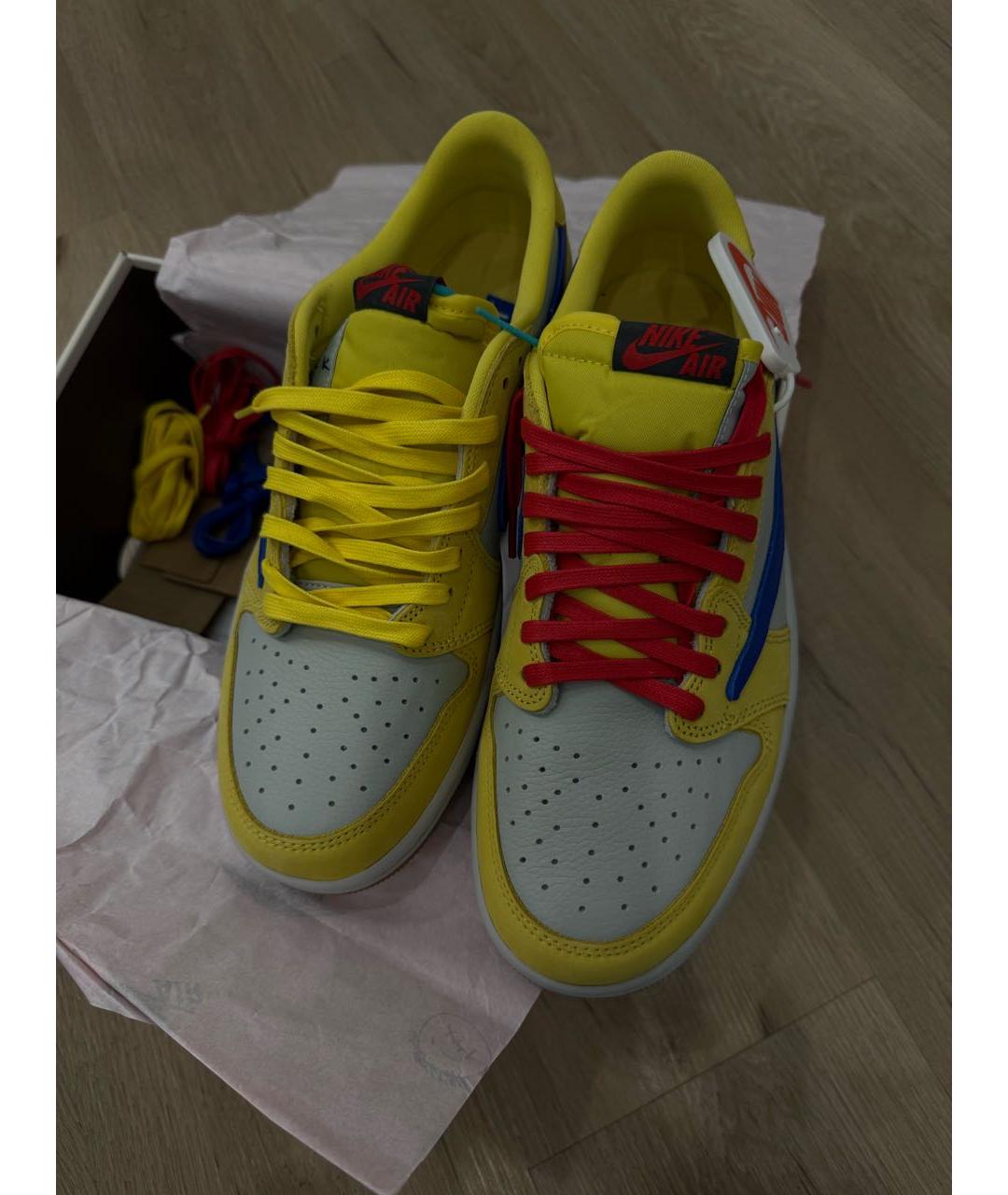 NIKE Желтые кожаные низкие кроссовки / кеды, фото 3